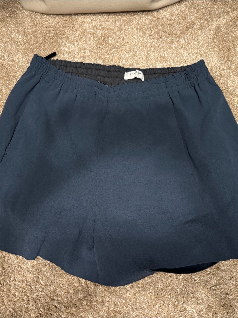 Babaton Navy Elastic-Waist Shorts